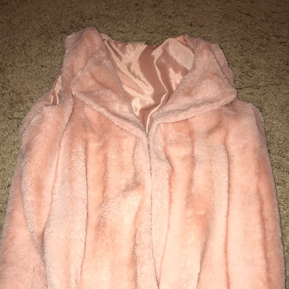 pink fluffy over coat
